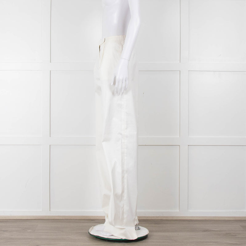 Jil Sander White Cotton High Waisted Trousers
