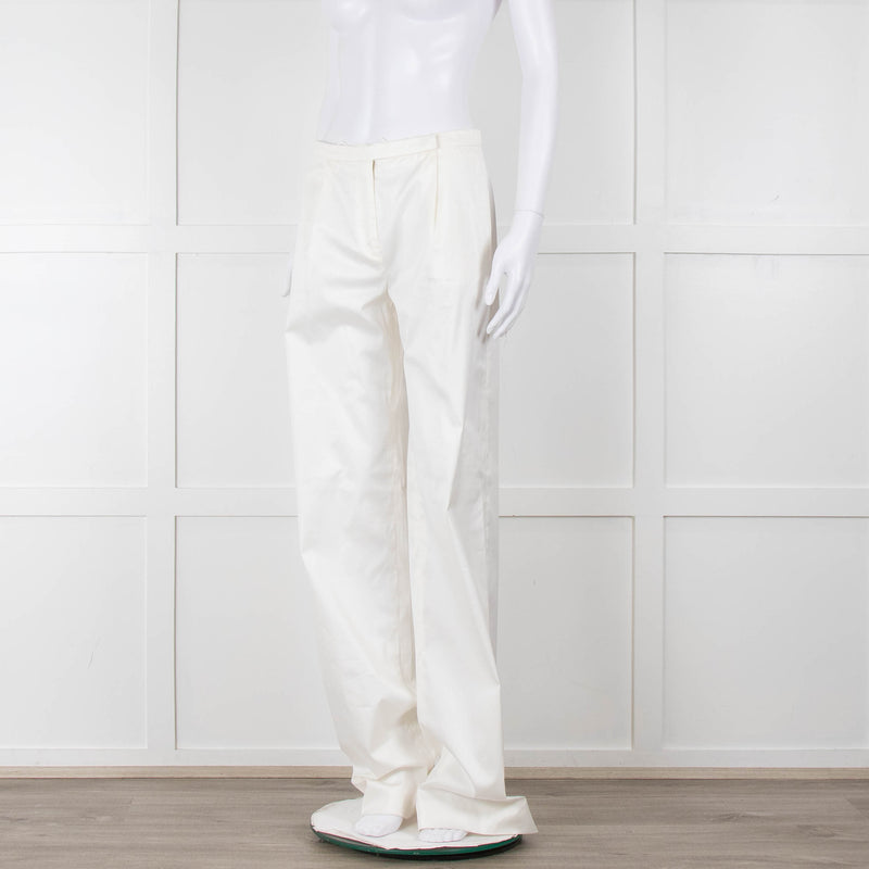 Jil Sander White Cotton High Waisted Trousers