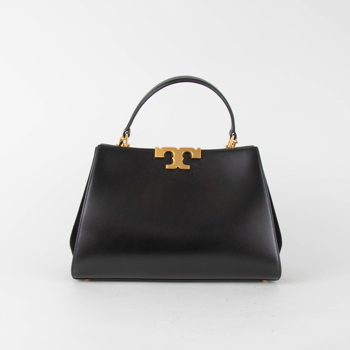 Tory Burch Eleanor Satchel in Black Leather & Suede