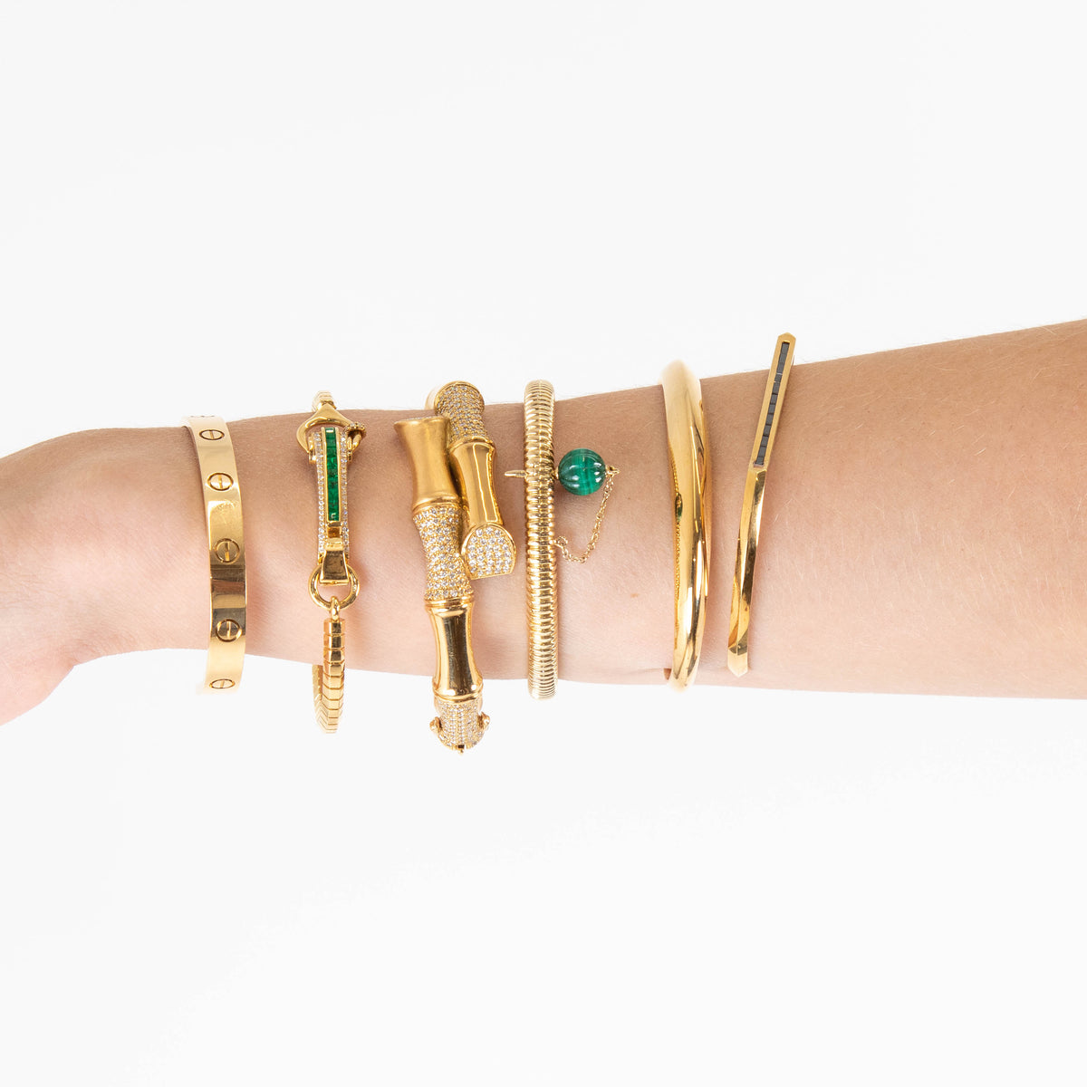 Rainbow K Bamboo XL Bracelet with White Diamonds