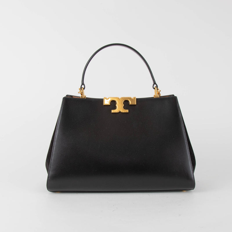 Tory Burch Eleanor Satchel in Black Leather & Suede