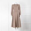 Beulah London Brown Prince of Wales Check Midi Dress with Pearl Buttons