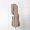 Beulah London Brown Prince of Wales Check Midi Dress with Pearl Buttons