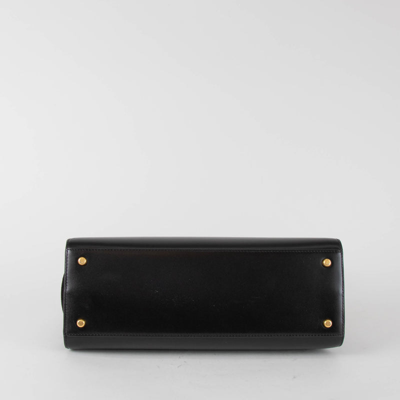 Tory Burch Eleanor Satchel in Black Leather & Suede