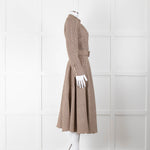 Beulah London Brown Prince of Wales Check Midi Dress with Pearl Buttons