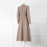 Beulah London Brown Prince of Wales Check Midi Dress with Pearl Buttons