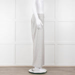D Exterior Cream Pale Grey Check Cotton Blend Trousers