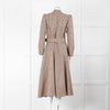 Beulah London Brown Prince of Wales Check Midi Dress with Pearl Buttons