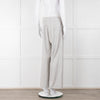 D Exterior Cream Pale Grey Check Cotton Blend Trousers