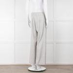 D Exterior Cream Pale Grey Check Cotton Blend Trousers