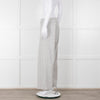 D Exterior Cream Pale Grey Check Cotton Blend Trousers