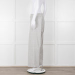 D Exterior Cream Pale Grey Check Cotton Blend Trousers