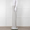 D Exterior Cream Pale Grey Check Cotton Blend Trousers