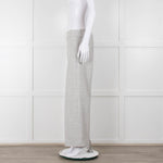 D Exterior Cream Pale Grey Check Cotton Blend Trousers