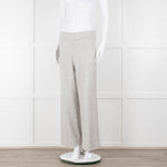 D Exterior Cream Pale Grey Check Cotton Blend Trousers