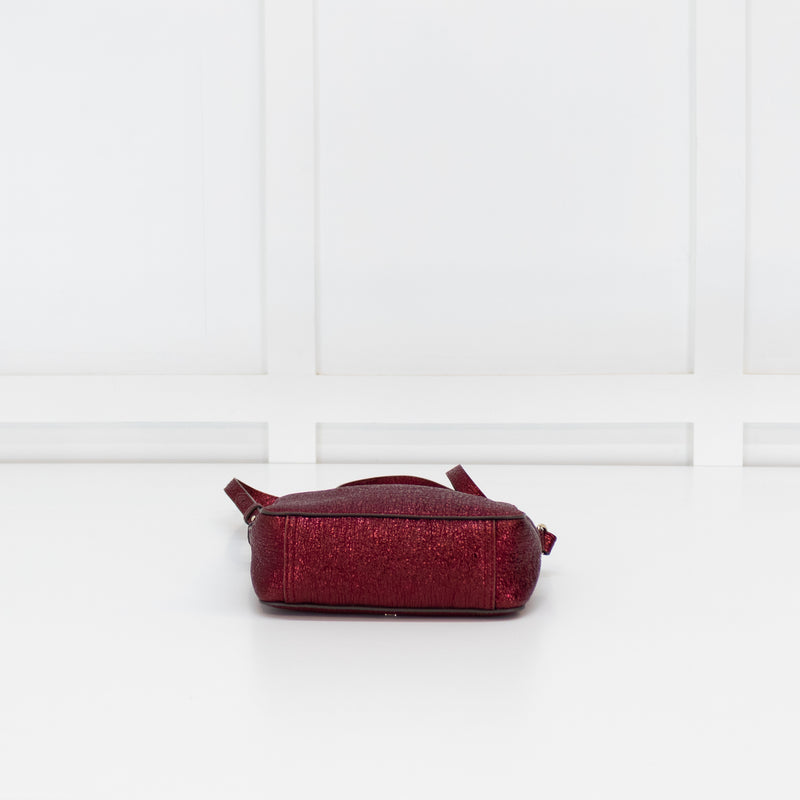 Anya Hindmarch Red Glittered Smiley Face Crossbody Bag