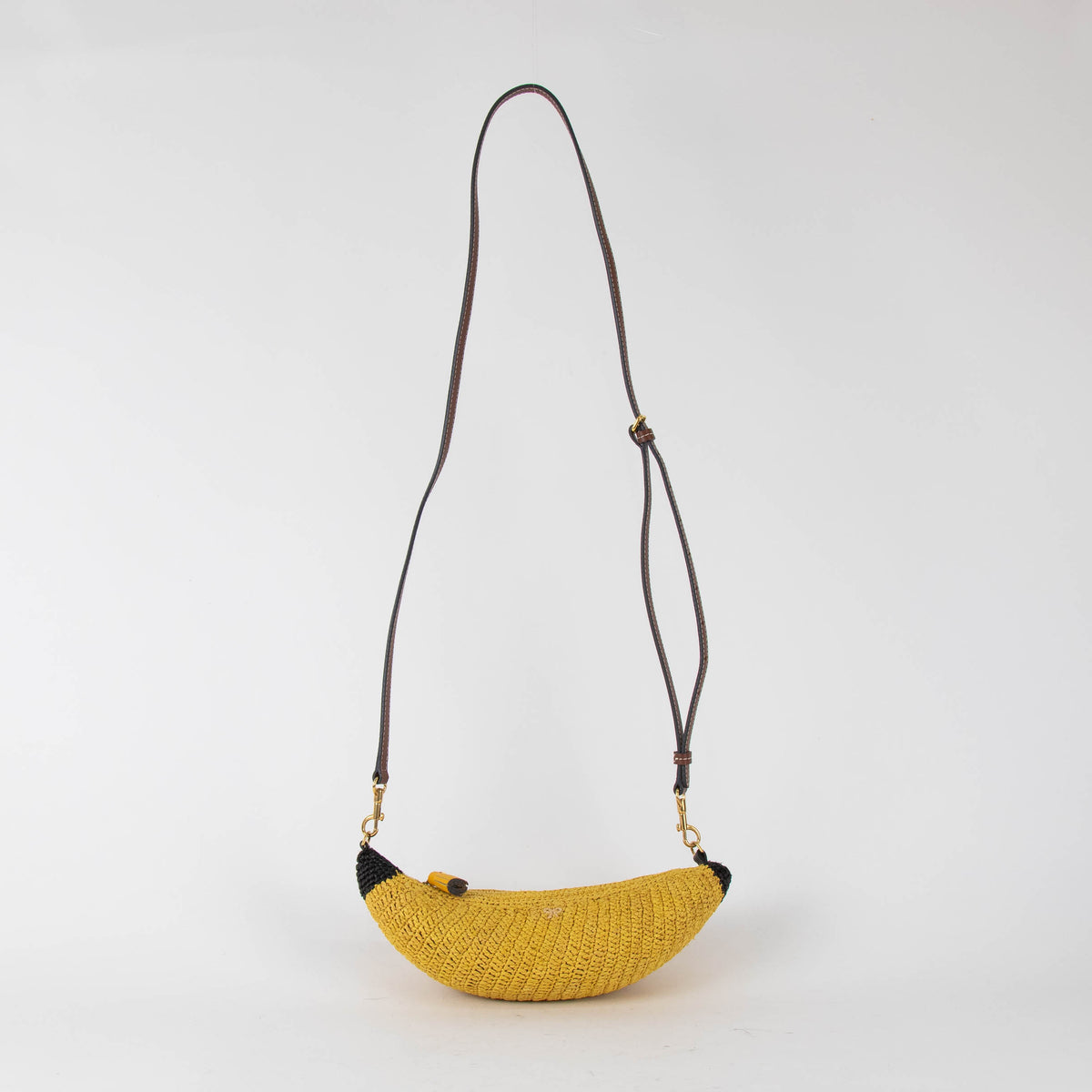 Anya Hindmarch Yellow Banana Raffia Crossbody Bag