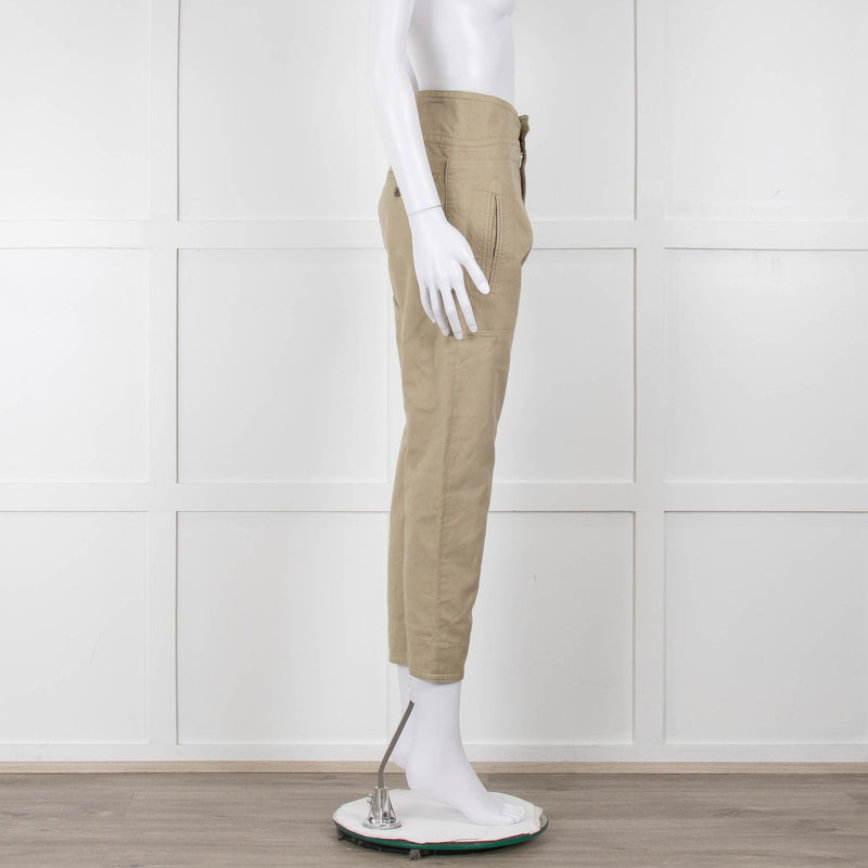 Isabel Marant Etoile Olive Green Cotton High Waisted Trousers