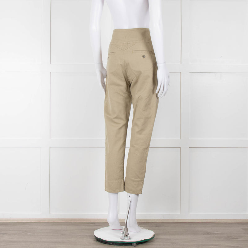 Isabel Marant Etoile Olive Green Cotton High Waisted Trousers