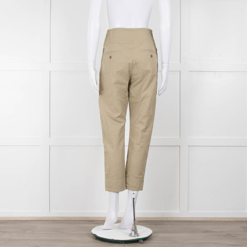 Isabel Marant Etoile Olive Green Cotton High Waisted Trousers