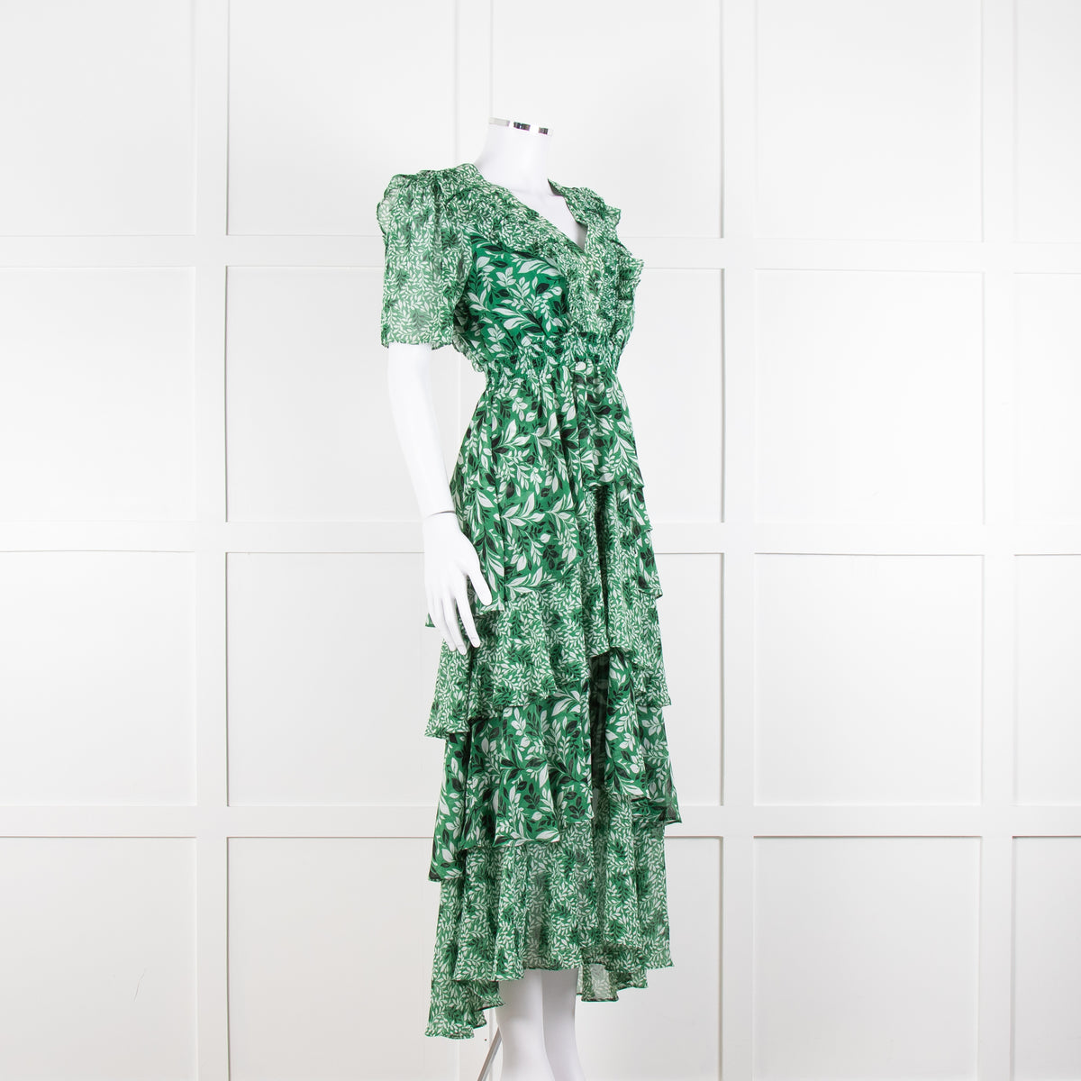 Hale Bob Green Floral Tiered Maxi Dress