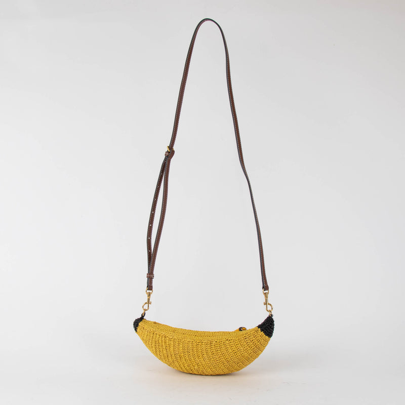 Anya Hindmarch Yellow Banana Raffia Crossbody Bag