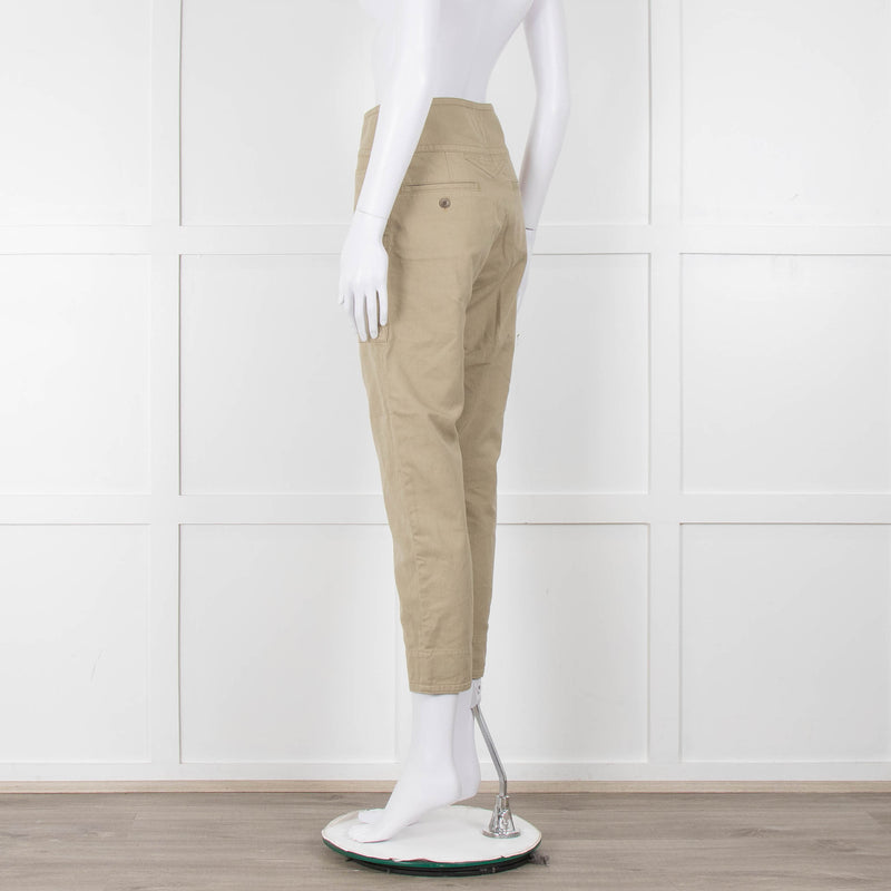Isabel Marant Etoile Olive Green Cotton High Waisted Trousers