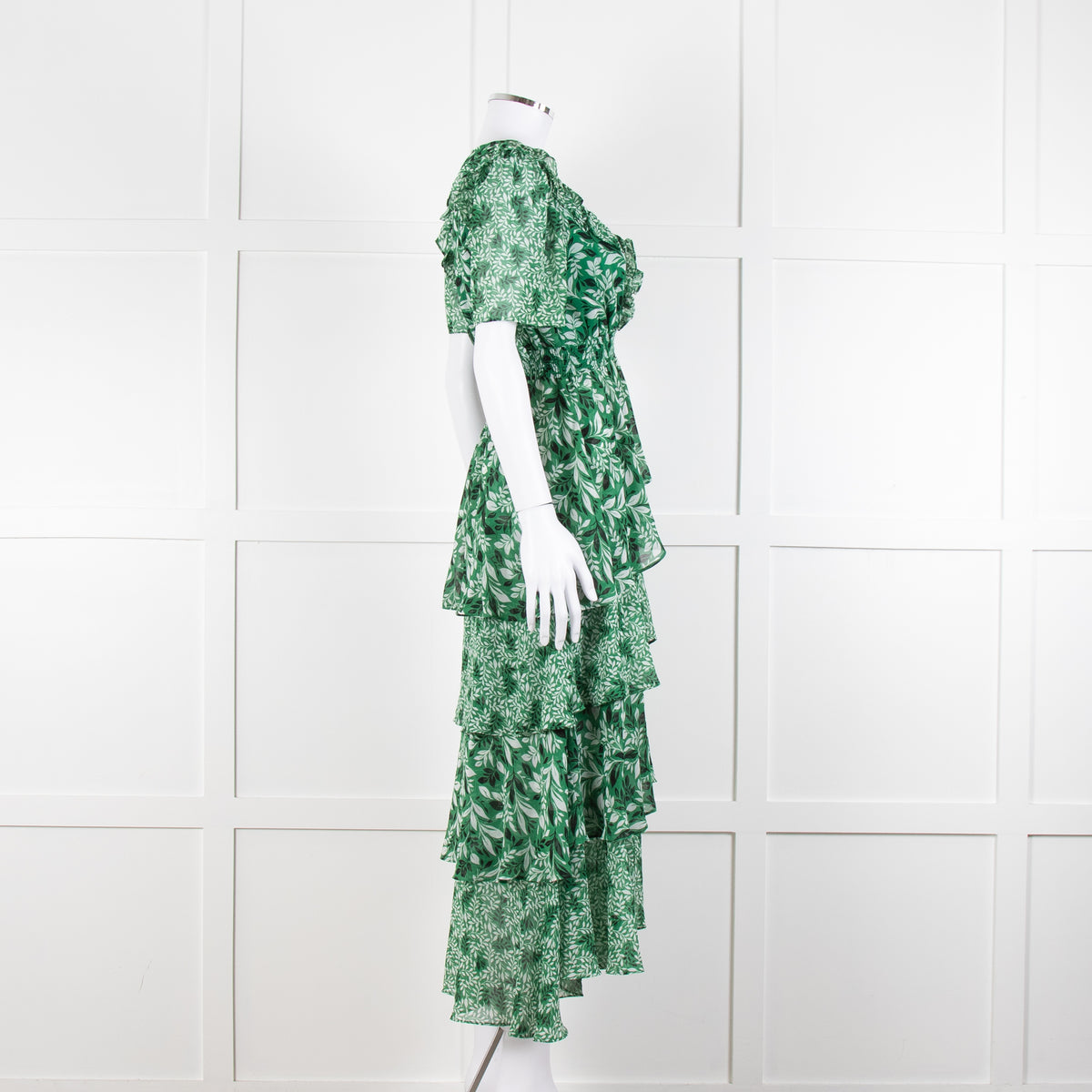Hale Bob Green Floral Tiered Maxi Dress