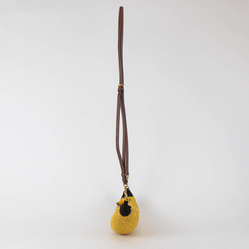 Anya Hindmarch Yellow Banana Raffia Crossbody Bag