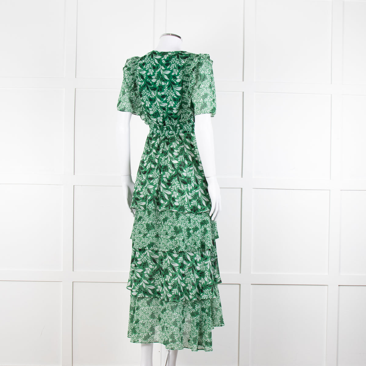 Hale Bob Green Floral Tiered Maxi Dress