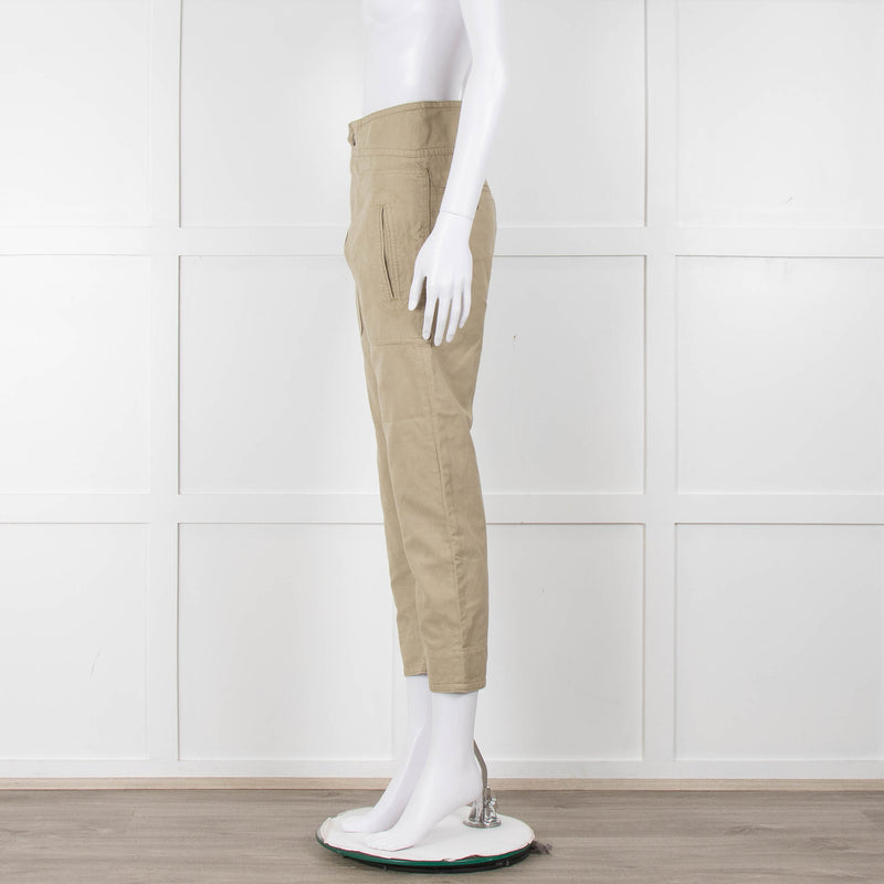 Isabel Marant Etoile Olive Green Cotton High Waisted Trousers