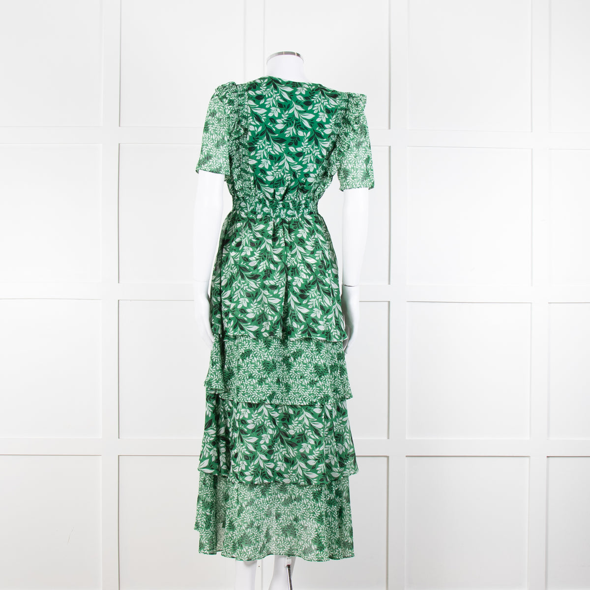 Hale Bob Green Floral Tiered Maxi Dress
