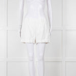 Diane Von Furstenberg Textured White Low Rise Shorts