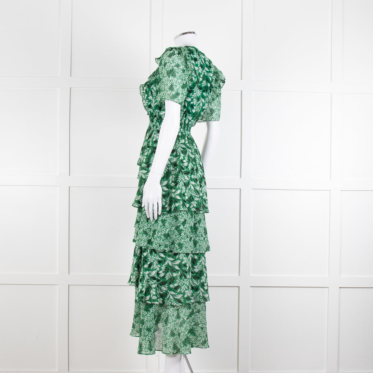 Hale Bob Green Floral Tiered Maxi Dress