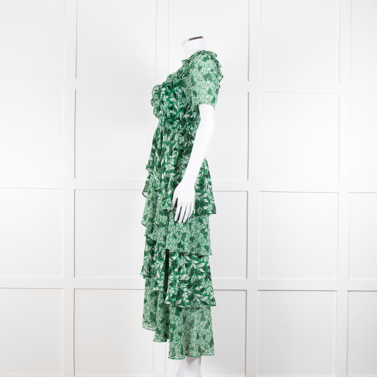Hale Bob Green Floral Tiered Maxi Dress