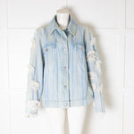 Chanel Blue Camelia Embroidered Sleeves Denim Jacket