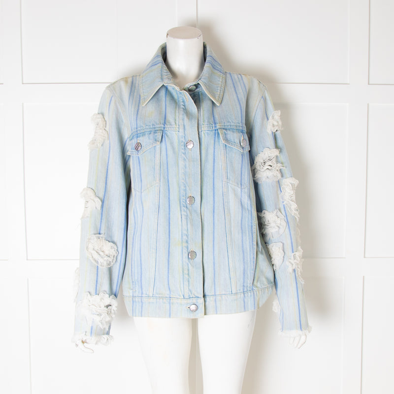 Chanel Blue Camelia Embroidered Sleeves Denim Jacket