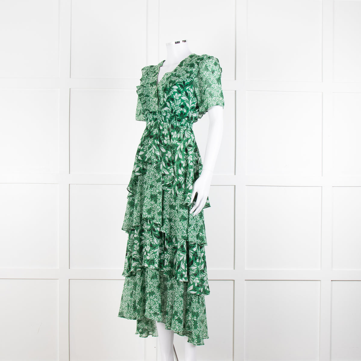 Hale Bob Green Floral Tiered Maxi Dress
