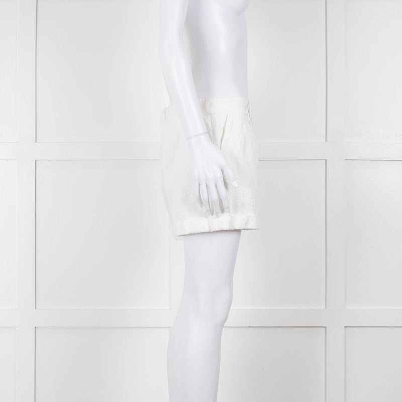 Diane Von Furstenberg Textured White Low Rise Shorts