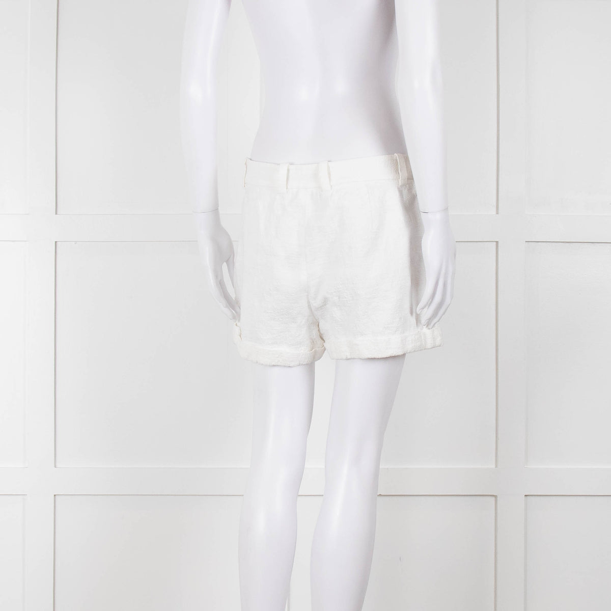 Diane Von Furstenberg Textured White Low Rise Shorts