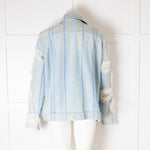 Chanel Blue Camelia Embroidered Sleeves Denim Jacket