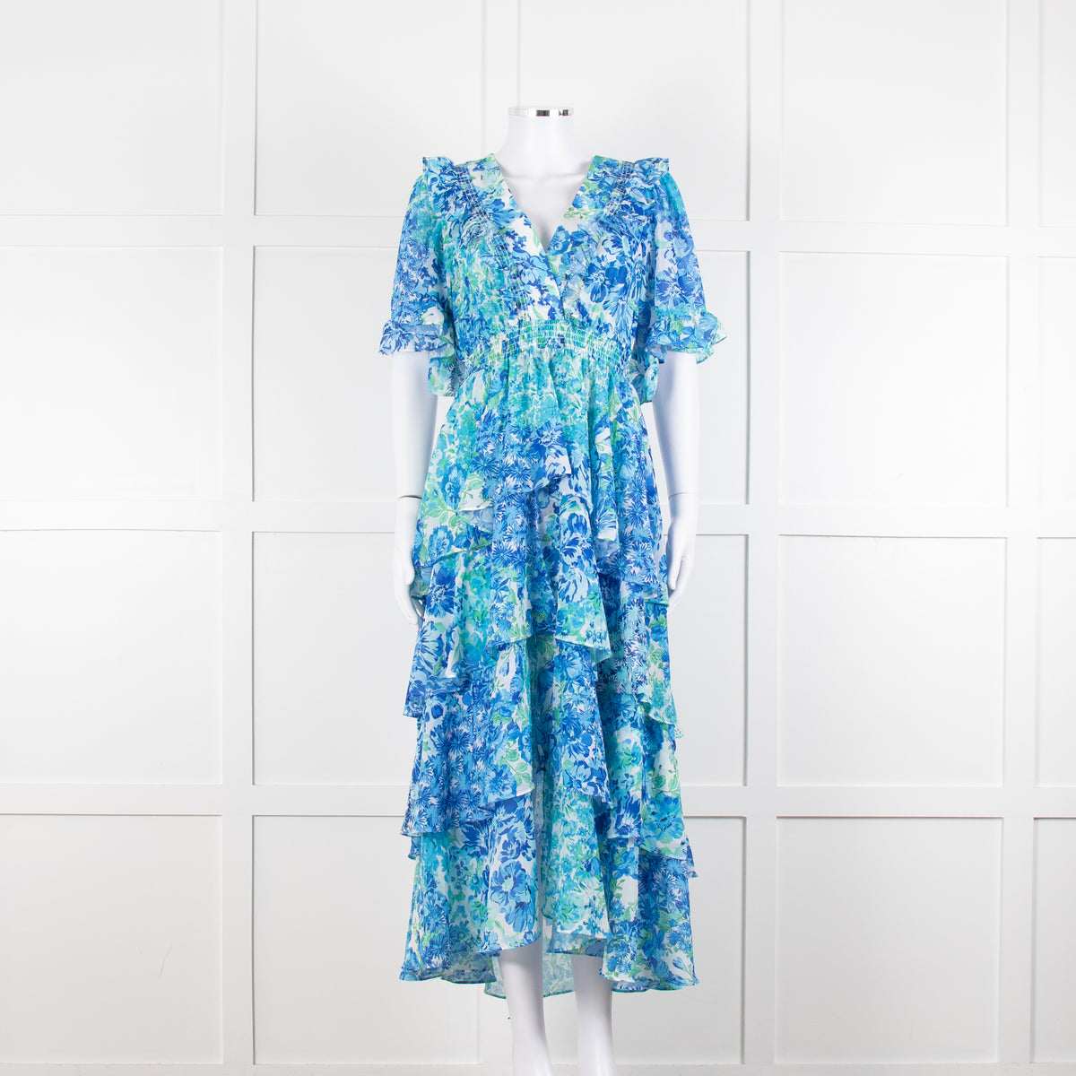 Hale Bob Blue Floral Tiere Maxi Dress