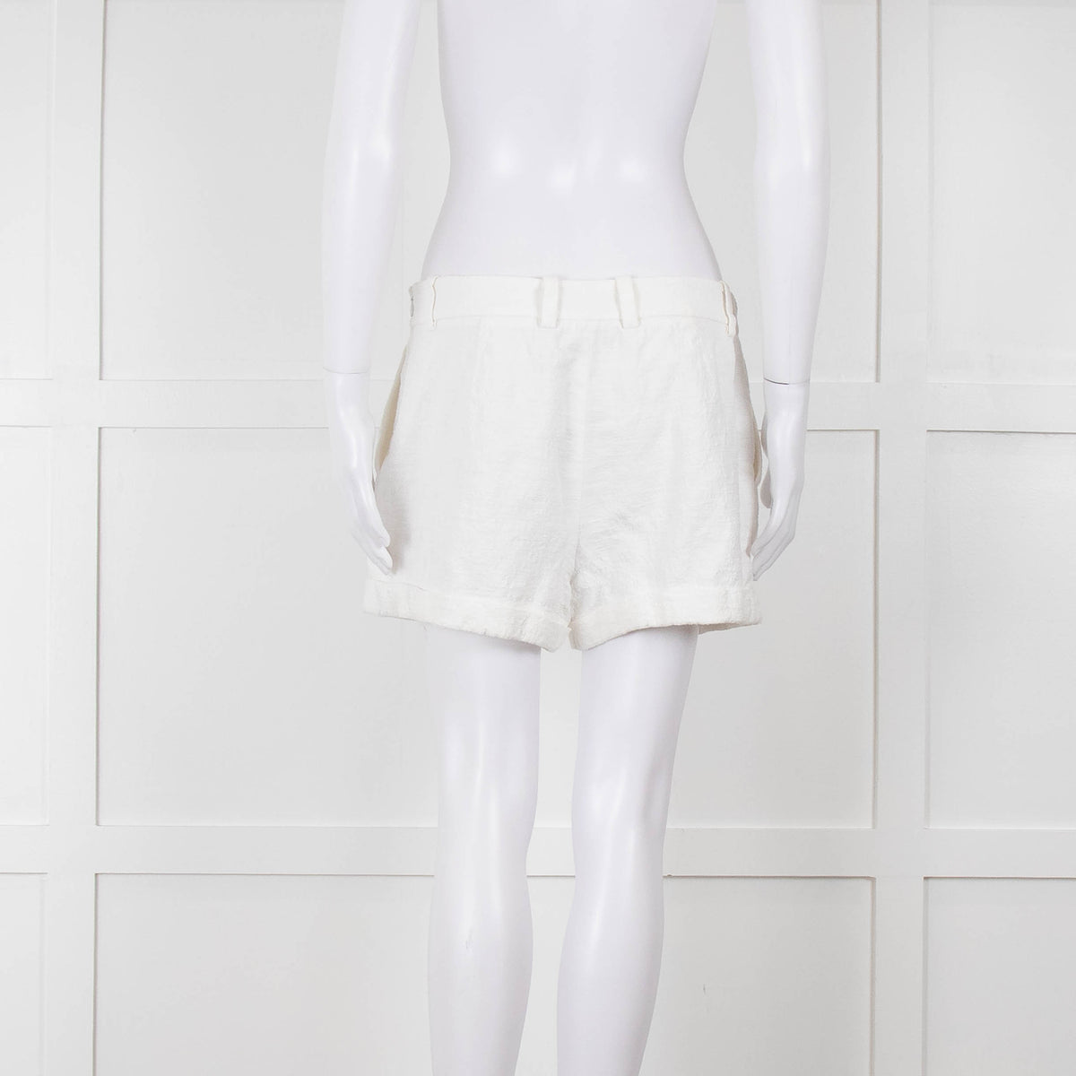 Diane Von Furstenberg Textured White Low Rise Shorts