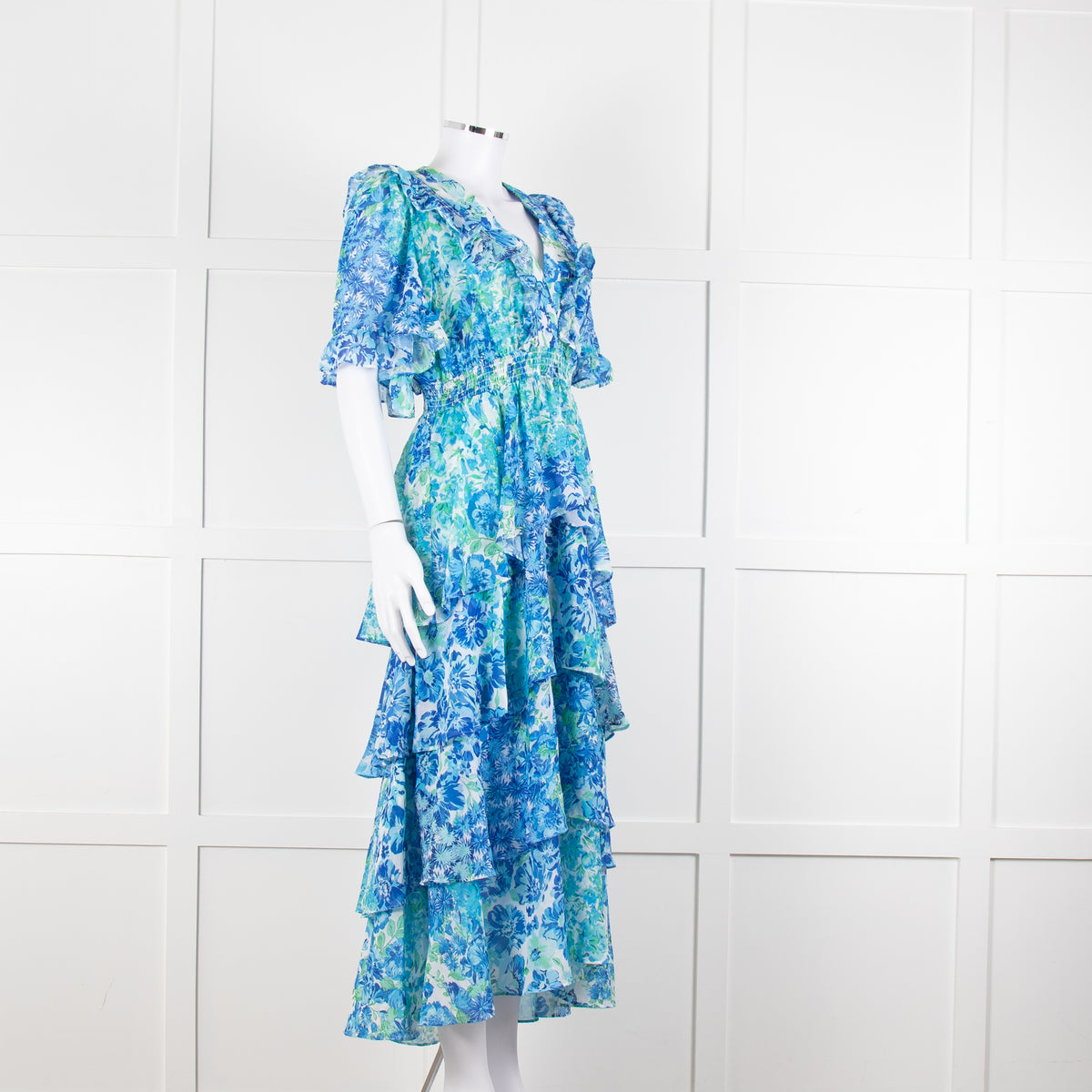 Hale Bob Blue Floral Tiere Maxi Dress