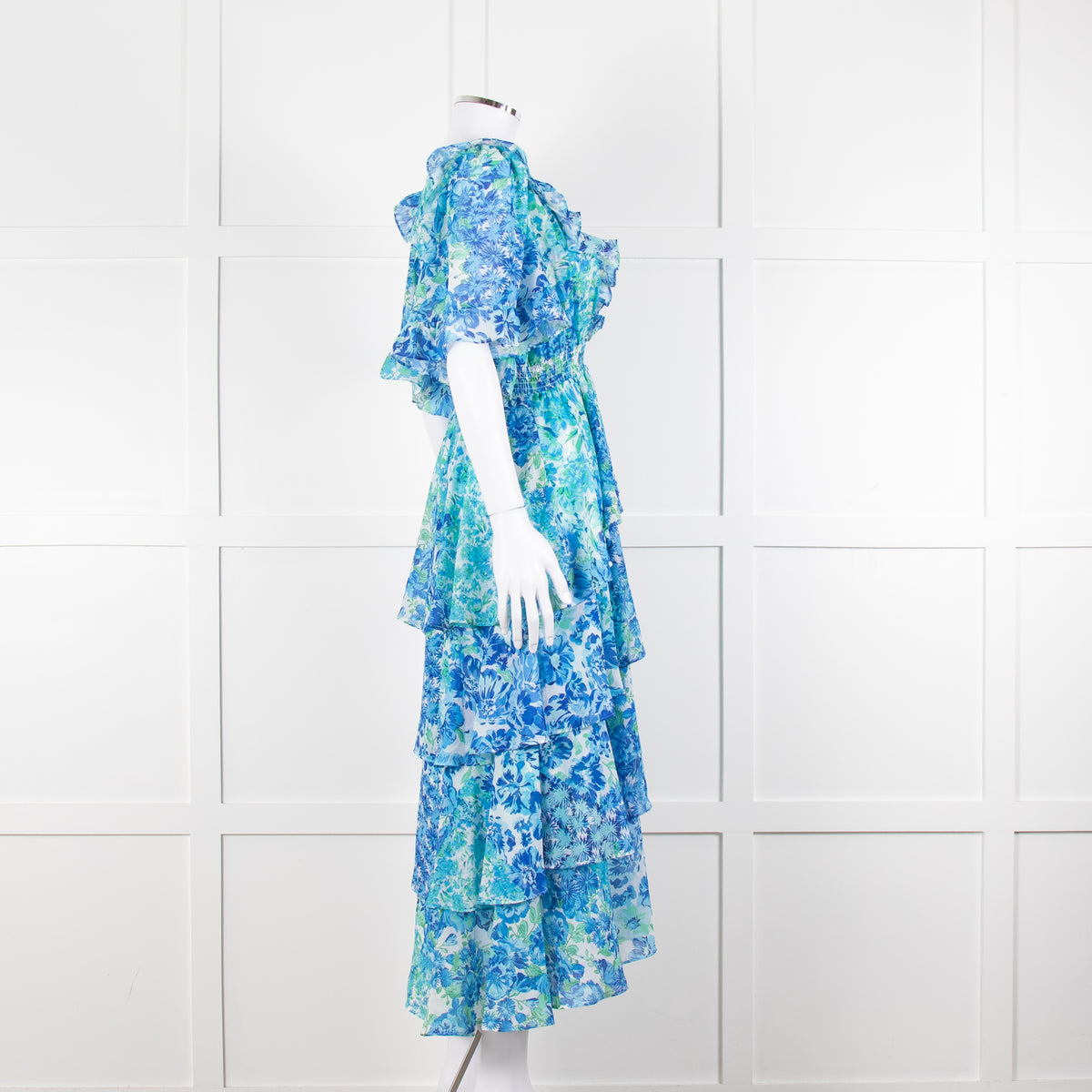 Hale Bob Blue Floral Tiere Maxi Dress