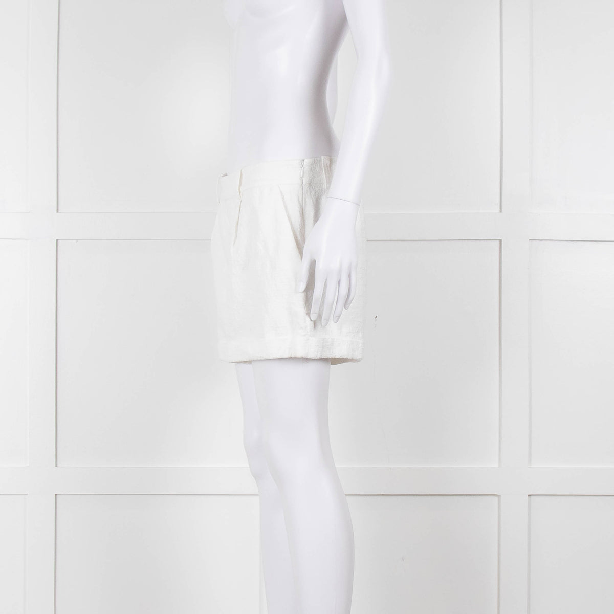 Diane Von Furstenberg Textured White Low Rise Shorts