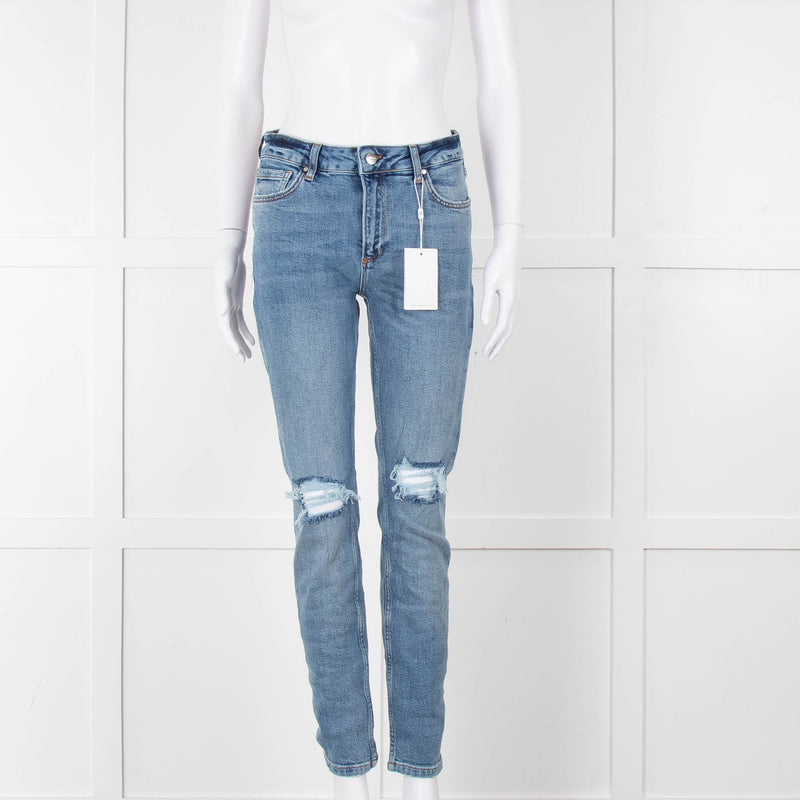 Anine Bing Light Indigo Jeans With Knee Rips