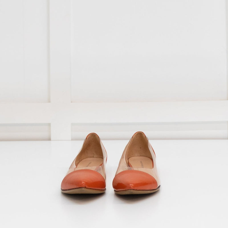 Fabio Rusconi Orange Patent Leather And Perspex Flat Shoes