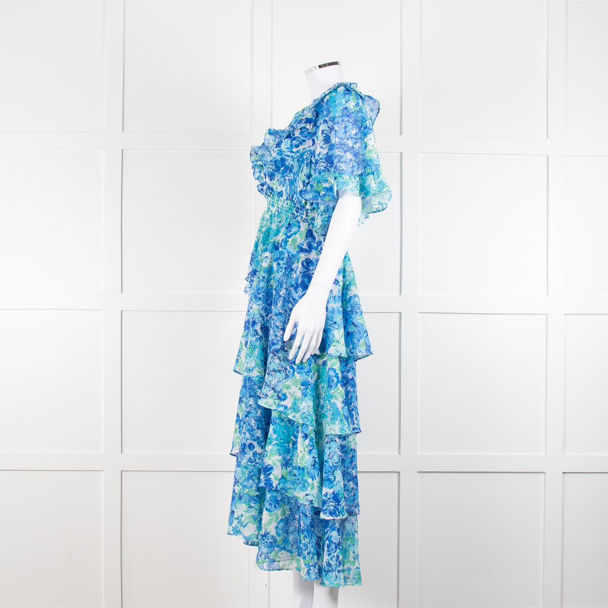 Hale Bob Blue Floral Tiere Maxi Dress