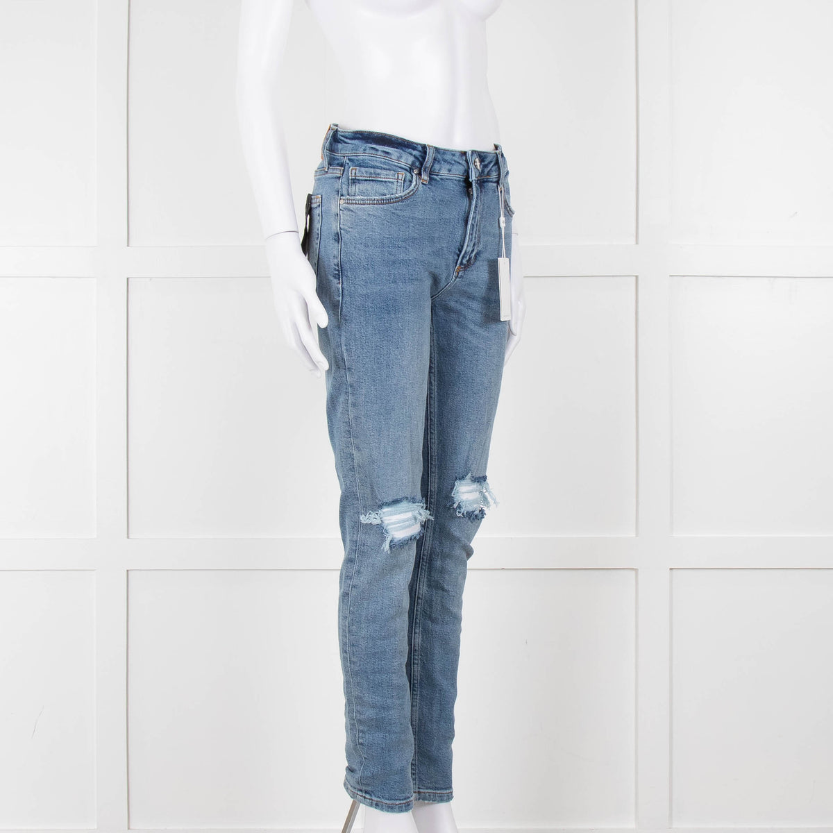 Anine Bing Light Indigo Jeans With Knee Rips